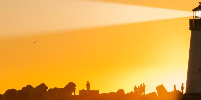 lighthouse with shining light