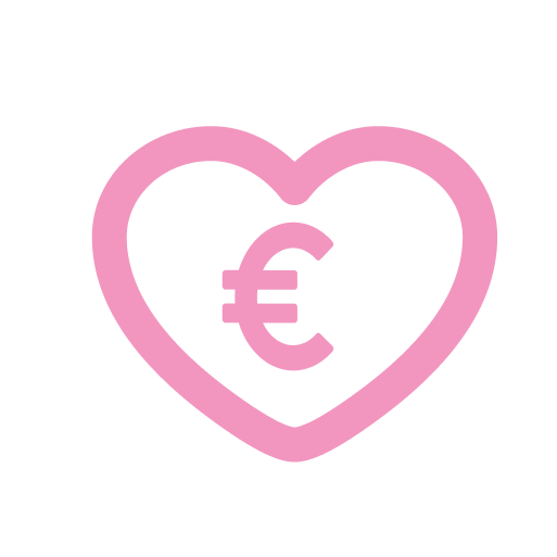 heart with euro symbol within fundraising