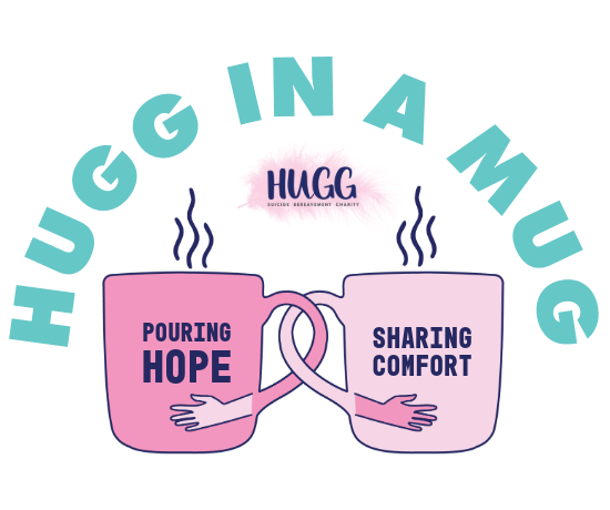 Two mugs with the words pouring hope sharing comfort