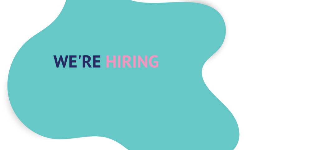 green graphic with the words we're hiring