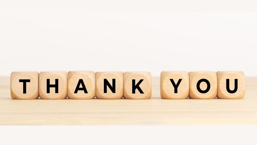 the words thank you write on blocks