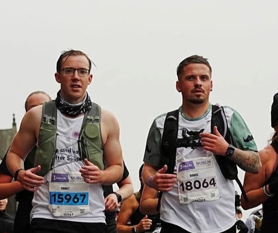 Emmett McCarthy running the Dublin Marathon for HUGG and Tiglin