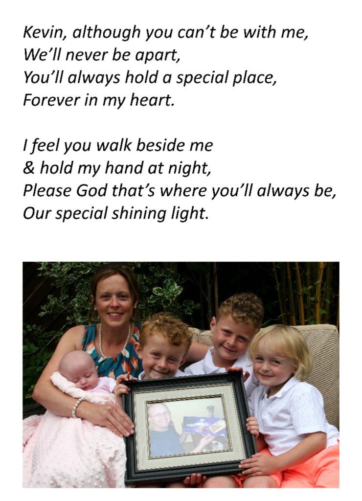 a picture of elaine with her children holding a photo of her husband kevin hope stories elaine odonovan