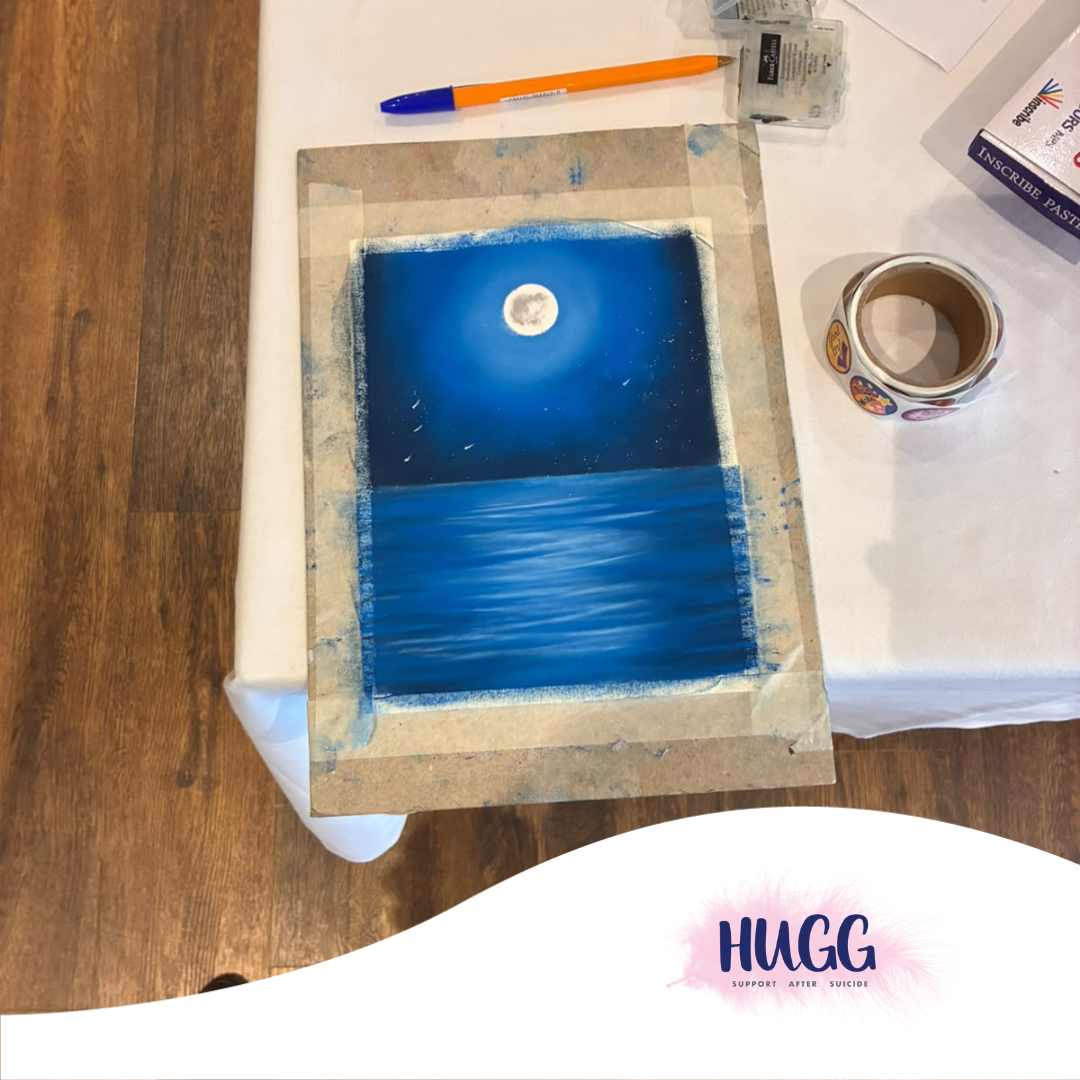 pastel piece being worked on - HUGG